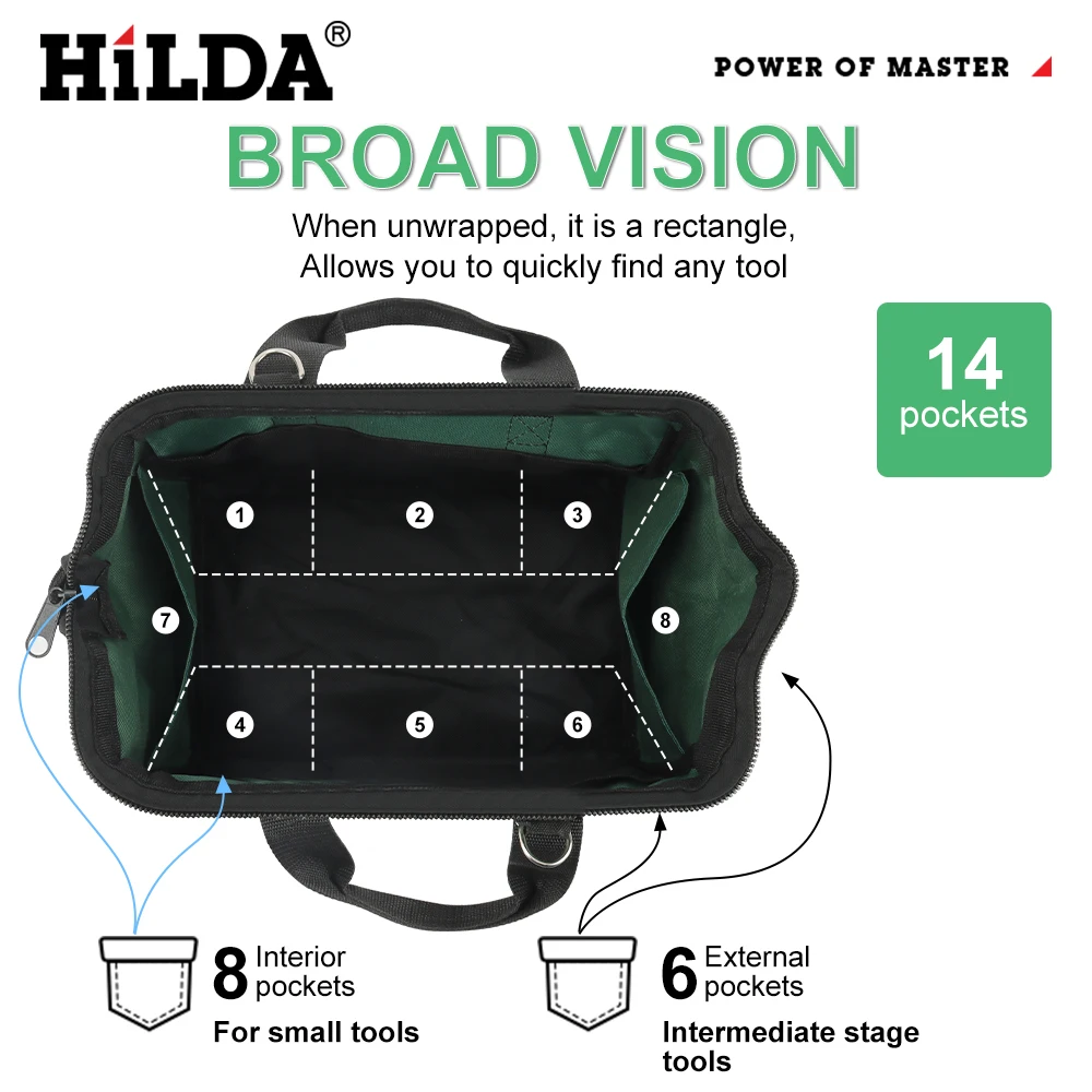 HILDA 휴대용 옥스포드 두꺼운 목공 보관용 핸드백 공구 가방 다기능 강력 내구성 가방