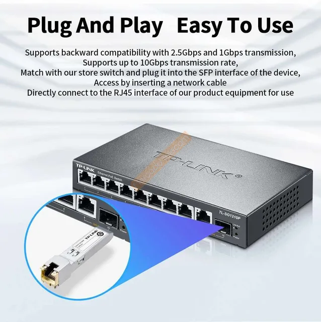 Sfp Rj45 TP-Link 10GBase-T SFP+ Module - RJ45 Copper Transceiver For ...