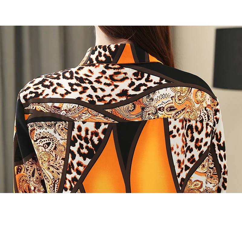 Leopard Chiffon Blouses Women Long Sleeve Shirts Spring New Korean Printing Button Ladies Tops 2025 Blusas Mujer De Moda 8092 50