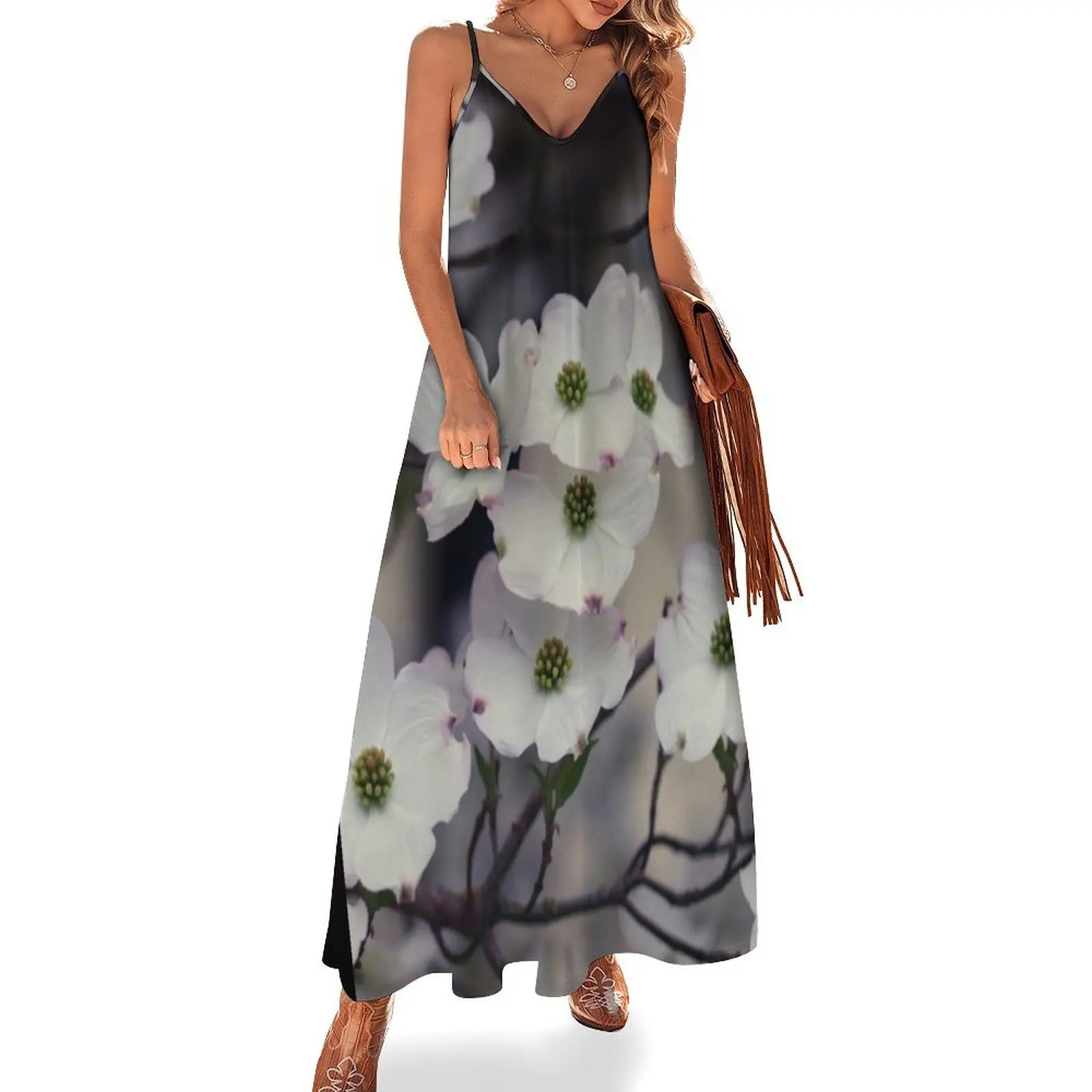 Dogwood Flowers Sleeveless Dress dresses summer party dresses women dress women summer 2024