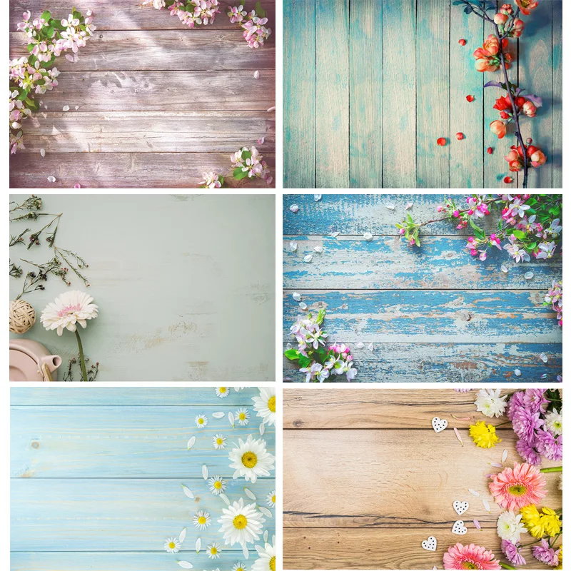 

Vinyl Custom Photography Backdrops Props Flower Wood Planks Photo Studio Background 21921 CXSC -17