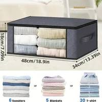 Foldable PVC Window Storage Bags, 3-Layer Non-Woven Fabric No Handles, Zipper Closure Transparent Clothes and Blanket Organizer 2