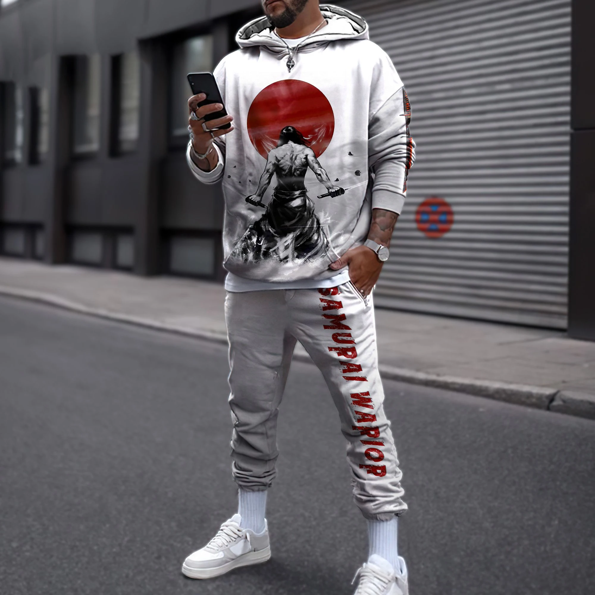 

CLOOCL Men Hoodie Japan Sakura Samurai 3D All Over Printed Jogging Costume Combo Hoodies & Pants Men Autumn Casual Sportswear