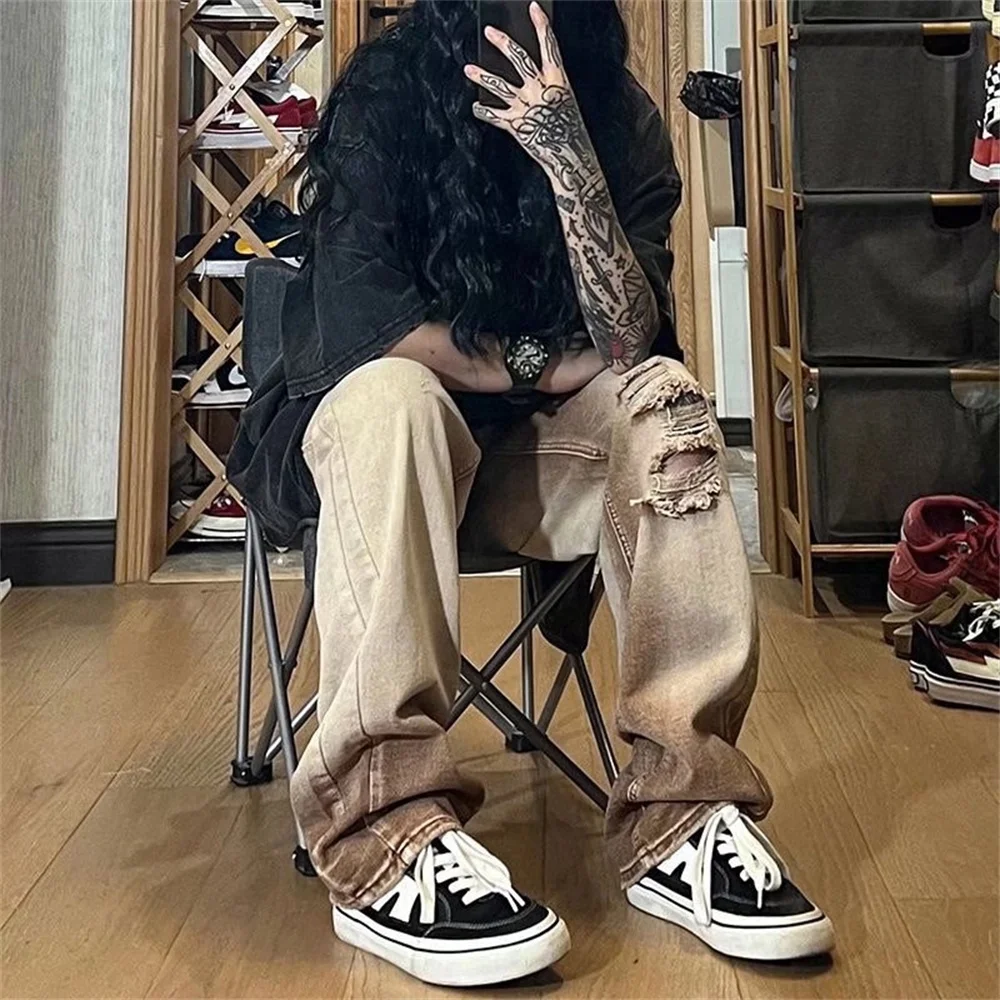 Wide Leg Cargo Pants 2023 Streetwear Baggy men Jeans Spring Autumn Men Korean Fashion Loose Straight Male Brand Clothing Black