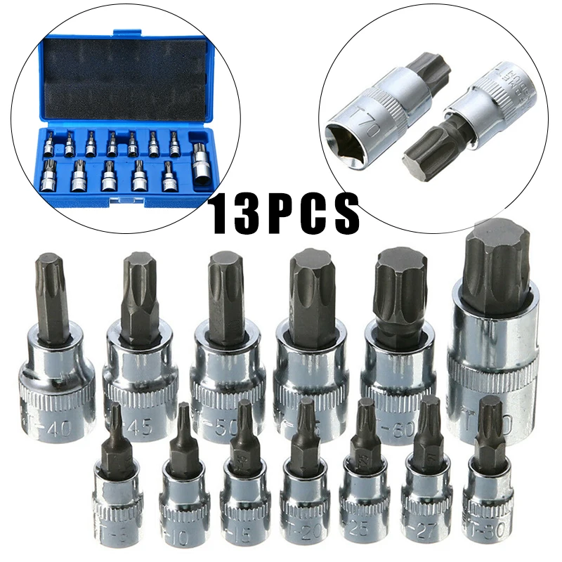 

13 шт., Набор торцевых головок Torx Star Phillip, 1/4 дюйма, дюйма