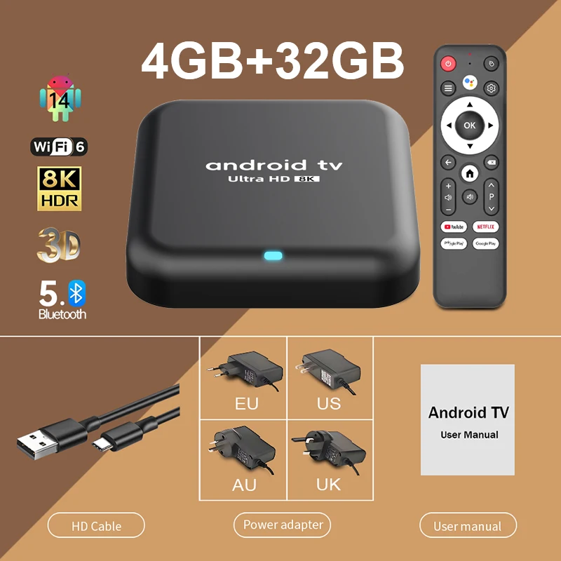 스마트 TV 박스 RK3518 안드로이드14 Q18 듀얼 와이파이6 BT5.4 HDR10+ 8K 넷플릭스 유튜브 스트리밍 미디어 플레이어 구글 음성 비서 256GB