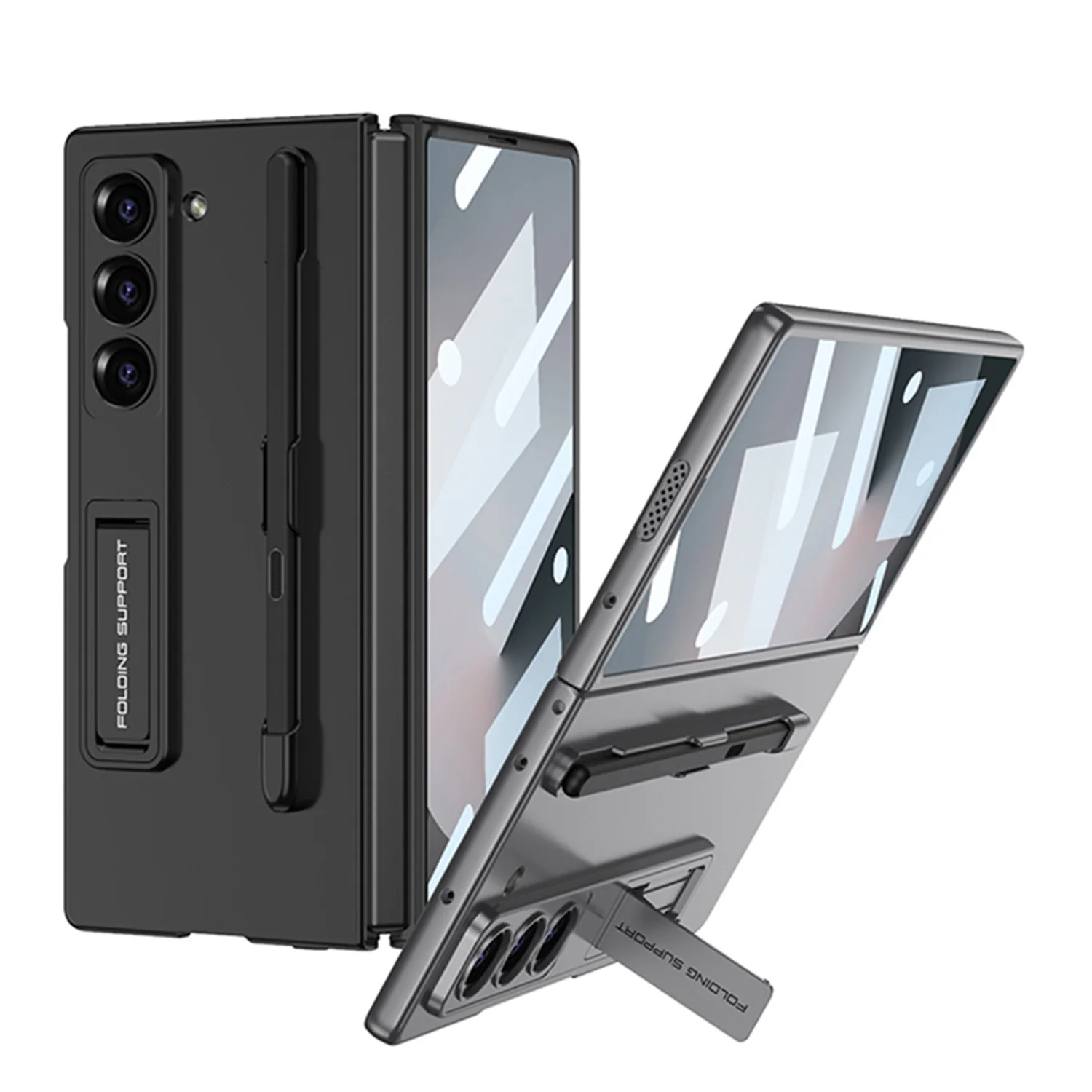 For Samsung Galaxy Z Fold 6 5 4 3 5G Phone Case Pen Groove Folding Stand High-End PC Delicate Touch With Stylus Drop-Proof Cases