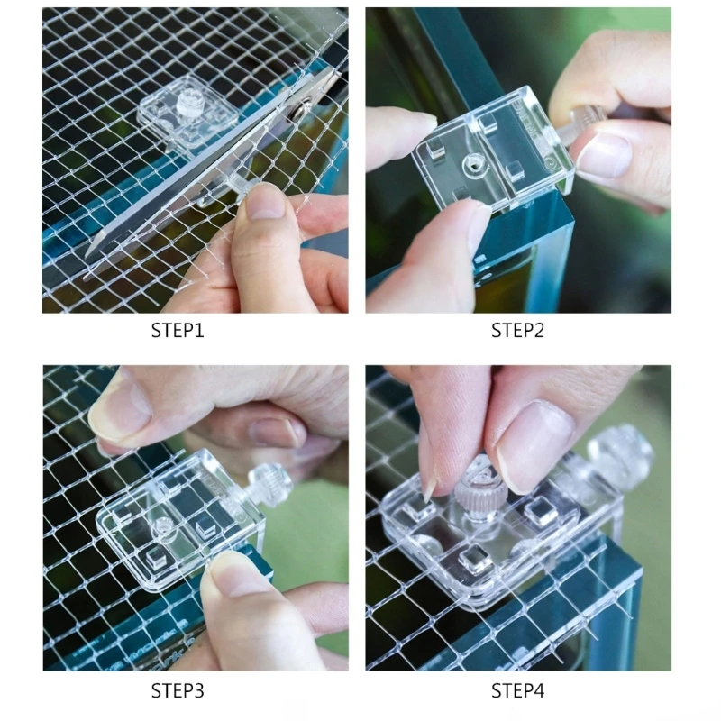 2pieces Aquarium Net Clamp Clear Mesh Netting Fish Anti-jumping Net Clamp A0KF