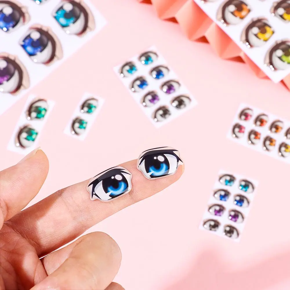 10 Pair Cartoon Eyes Stickers Different styles Rainbow Boy Anime Figurine Doll Face Organ Paster Decals DIY Glass Eye