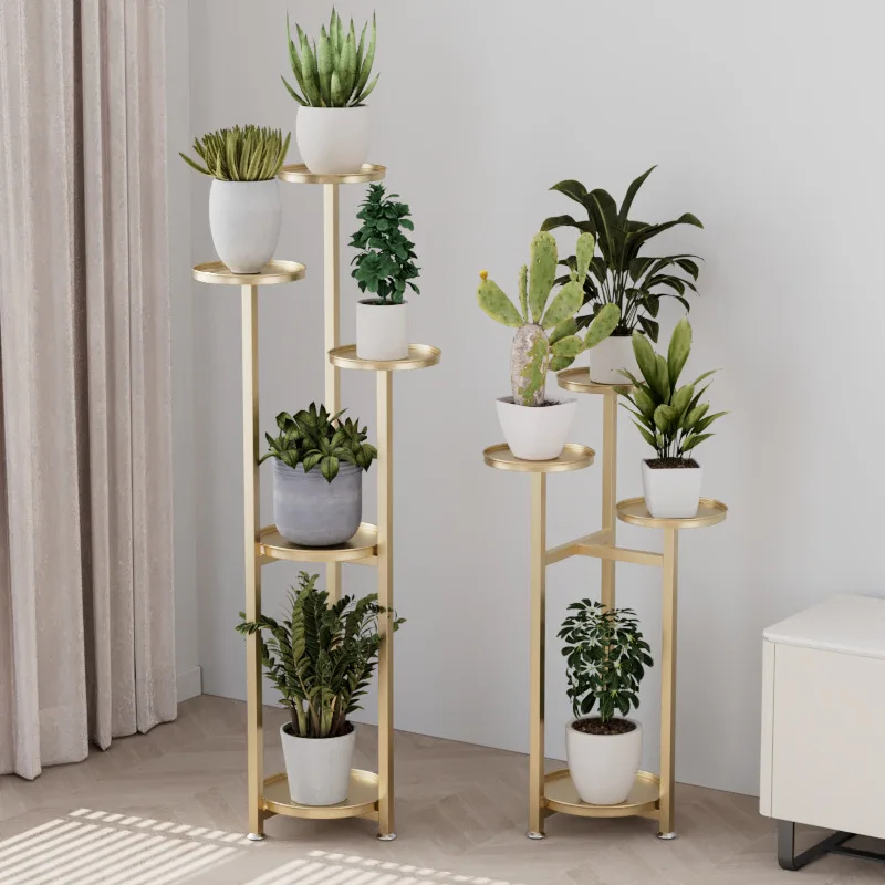 Plant Stand Flower Rack Multi-Storey Iron Shelves For Plant Pot Floor-To-Ceiling Balcony Living Room Lobby plant stand wooden flower shelf