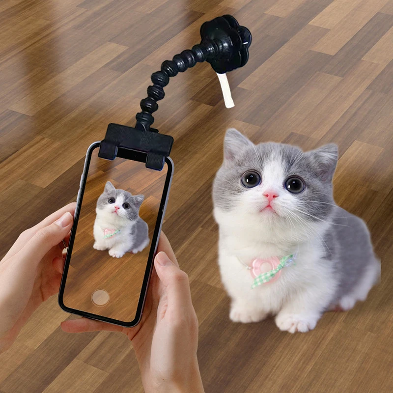 고양이 개 셀카봉, 반려동물 인공물, 360 도 회전, 휴대용 반려동물 상호작용 장난감, 반려동물 카메라, 휴대폰 클립 그랩 스틱