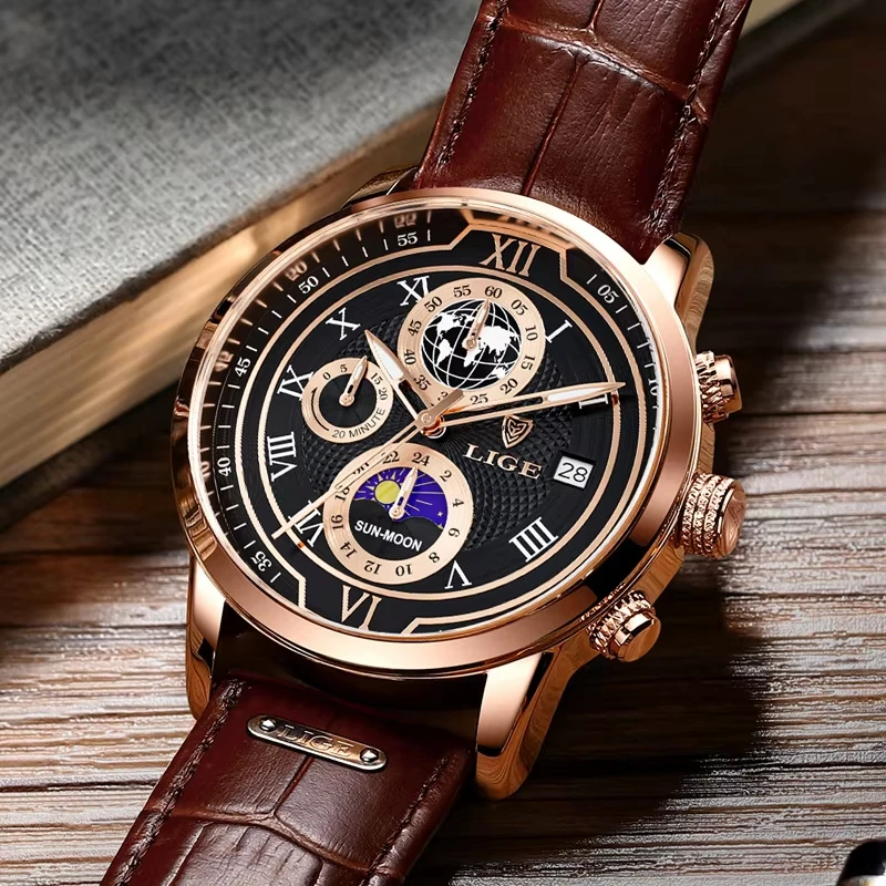 Luxury Men's Luminous Leather Sports Chronograph Watch