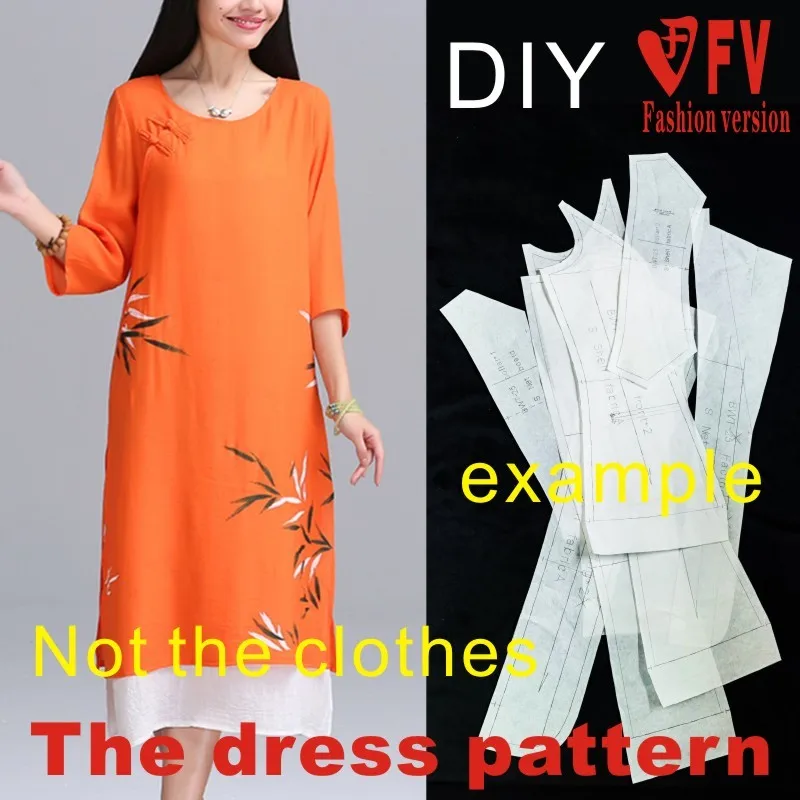 Dress Sewing Pattern Template Cutting Drawing Clothing DIY BLQ-250