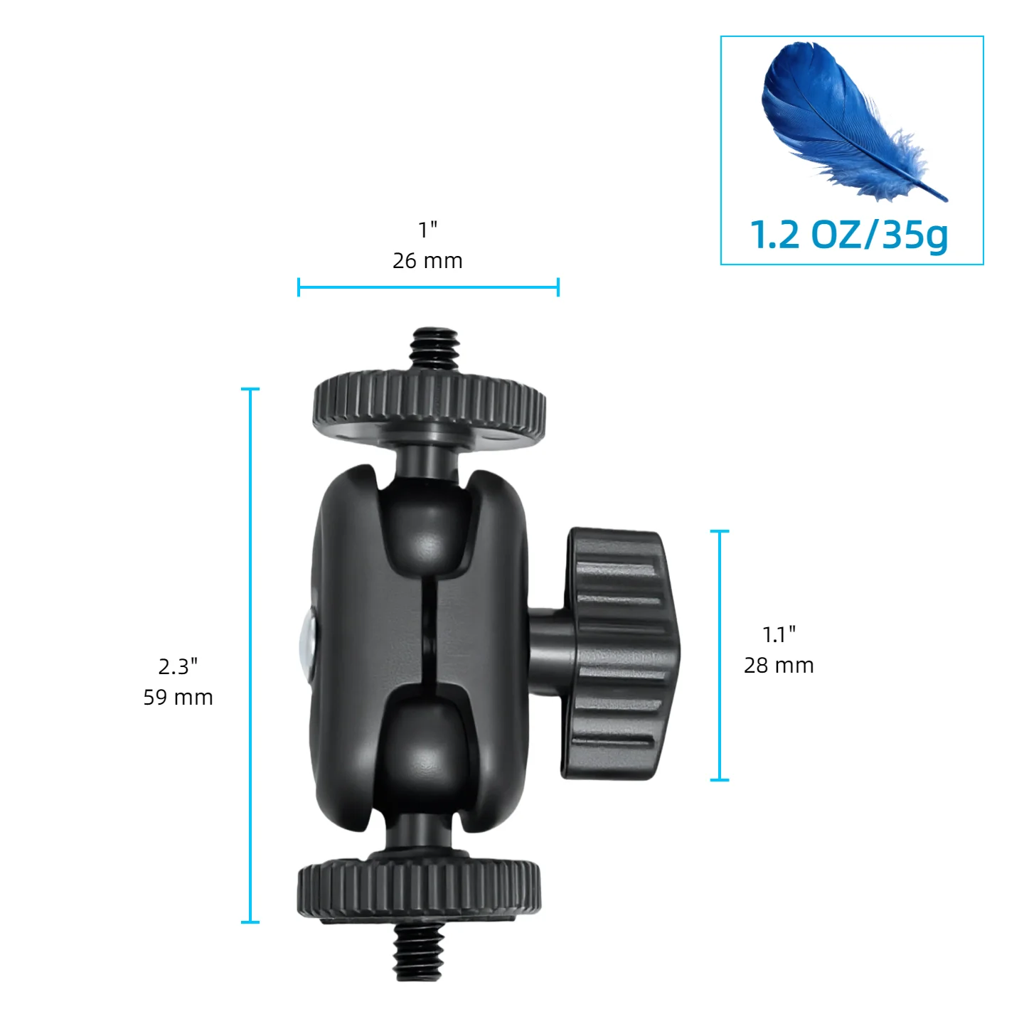 더블 볼 헤드 매직 암 15mm 볼 360도 ° 1/4'' 나사 확장 마운트 고프로 DSLR 카메라 모니터 비디오 라이트 마이크 삼각대용