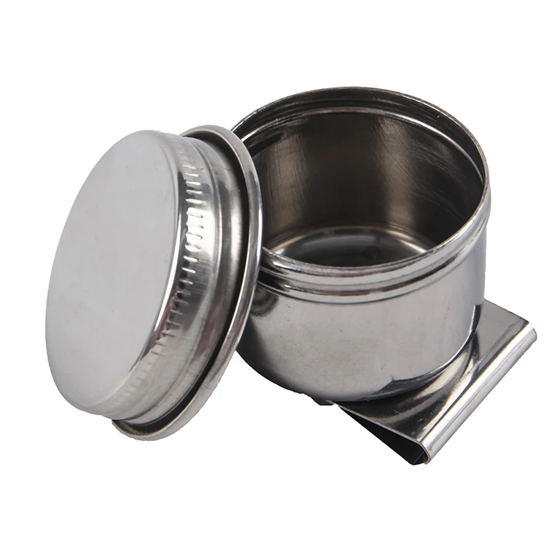 1PC Öl Topf Edelstahl Ölgemälde Doppel Palette Tasse Ölgemälde Palette Tasse mit Deckel Tragbare Ölfarbe Container Tassen – Detail 7