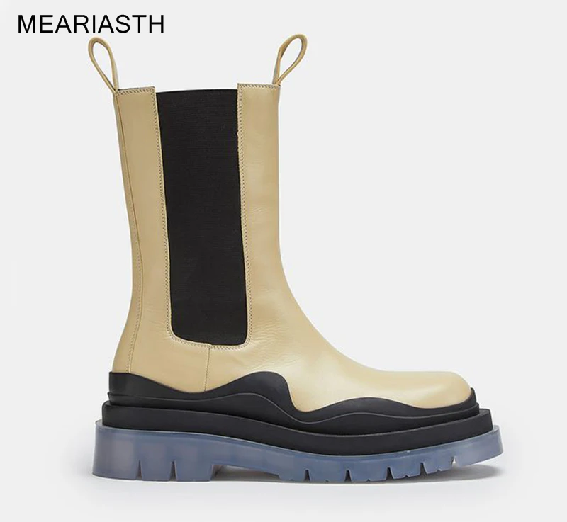 

New Women Ankle Boots Leather white Fashion Shoes Chelsea Boots Female Platform Brand Designer Slip On Short Boot Lady Autumn