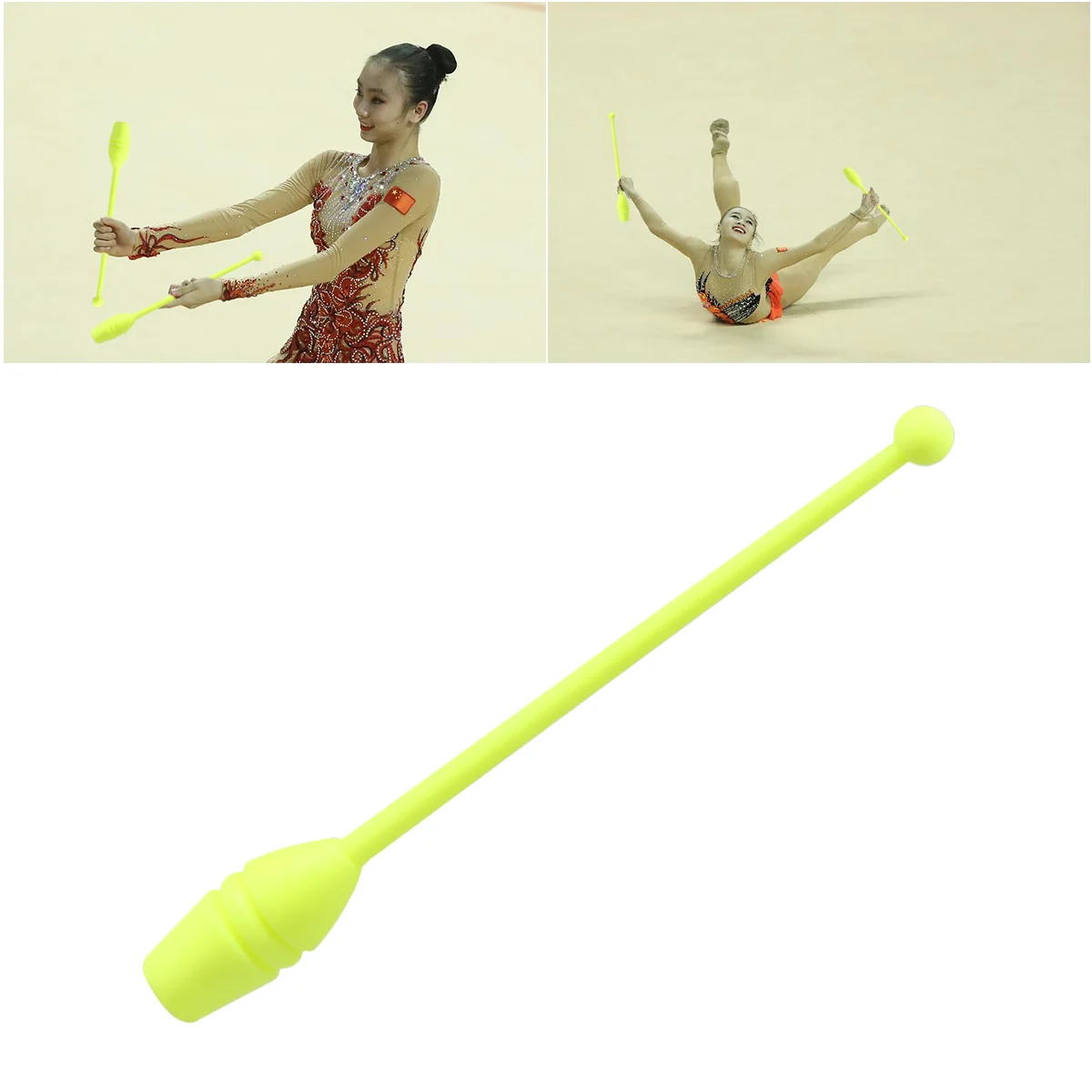 1 Pair Rhythmic Gymnastics Dancing Rod Artistic Dancing Fitness for Dancer and Men Yellow