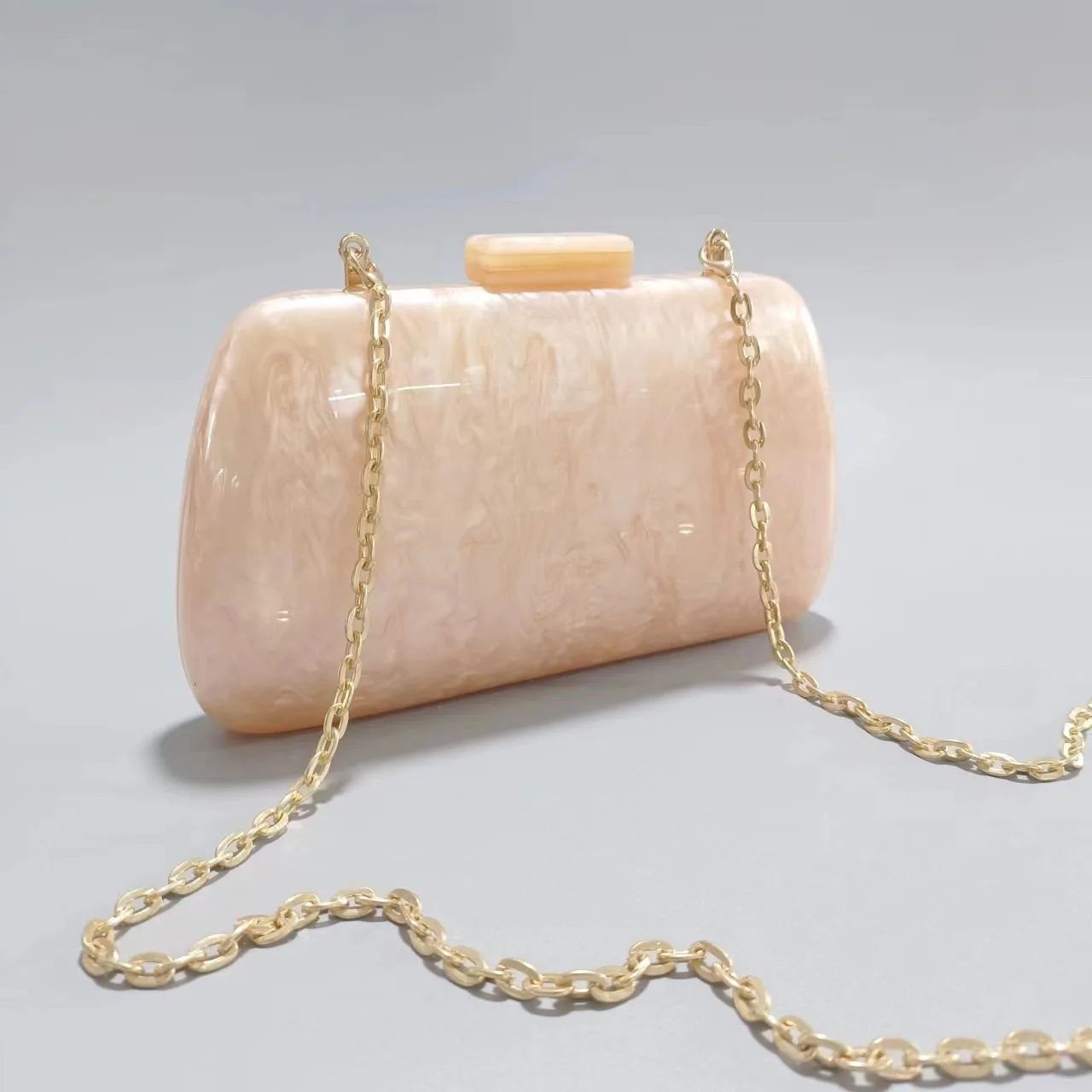 Vintage Pearlscent Acrylic Clutch Solid Marbling Chain Crossbody Shoulder Bag Women Wedding Banquet Party Handbags Stylish Purse