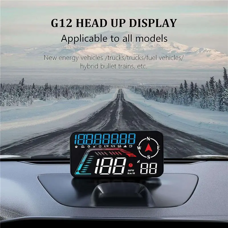 클래시-G12 HUD 헤드업 디스플레이 GPS 자동차 디스플레이 과속 경보 주행 속도 범용 사용하기 쉬움