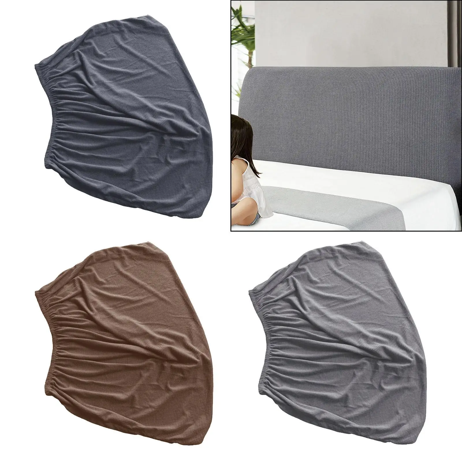 Elastic Bed Headboard Cover Washable Bed Back Cover Modern Small Square Jacquard Head Protector Bedroom Decoration