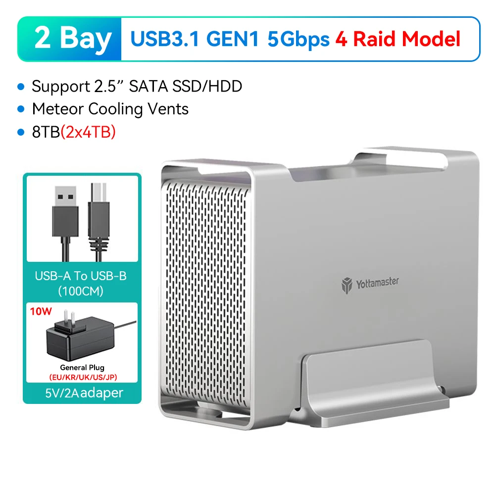 Yottamaster 2ベイRAIDハードドライブエンクロージャー 2.5インチ/3.5