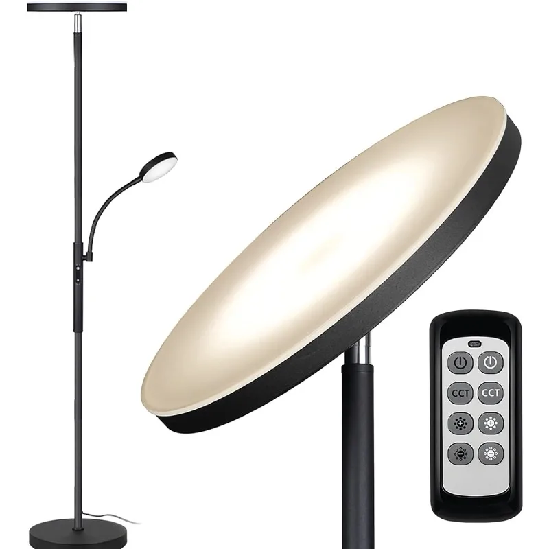 Floor Lamp LED Floor Lamps for Living Room Bright Lighting, 27W/2000LM Main Light and 7W/350LM Side Reading Lamp