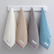  1Pc 34x75cm Simple Striped Solid Color 100% Cotton Couple Hand Towel Home Bathroom Absorbent Face Washcloth 