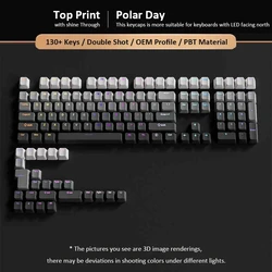 Lavender Top Print RGB Backlit OEM Profile PBT Double Shot Keycap Set (135 Keys) (Polar Day)