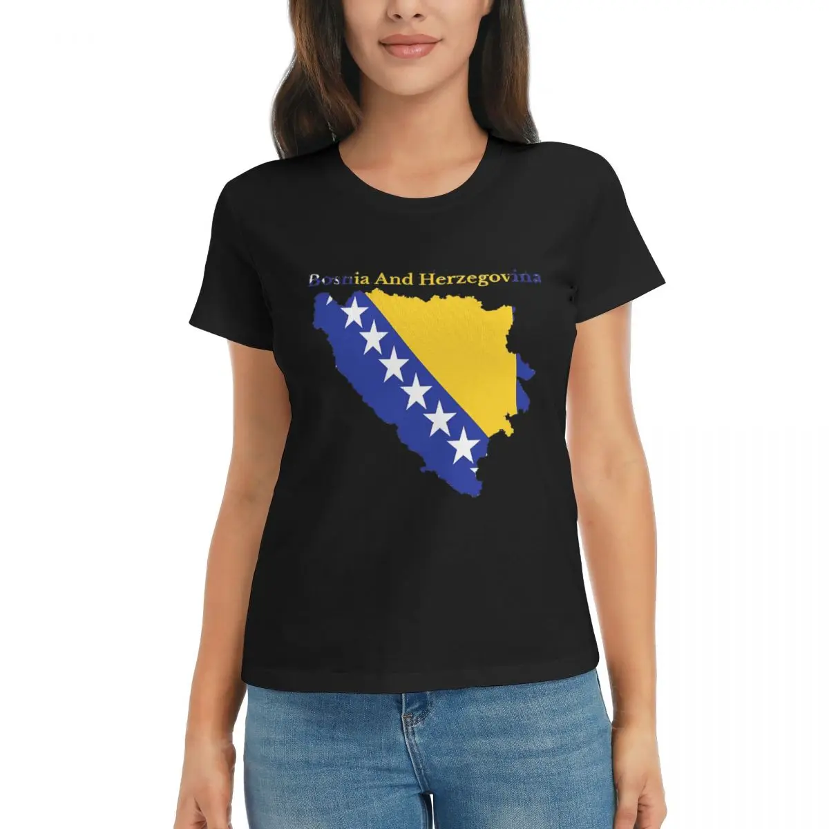 

282-4 Bosnia And Herzegovina Flag Map Campaign Tshirt High quality Activity competition Black Unique Eur Size