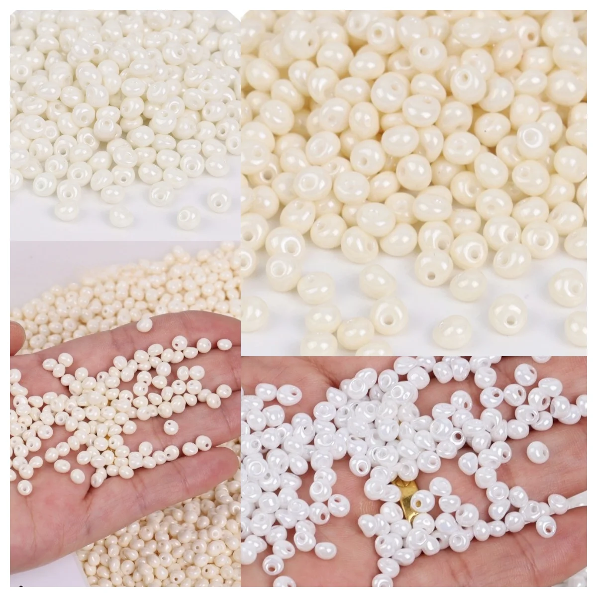 슈퍼 엑설런트 화이트 시리즈 4mm 부분 구멍 물방울 유리 비즈, DIY 비즈, ..