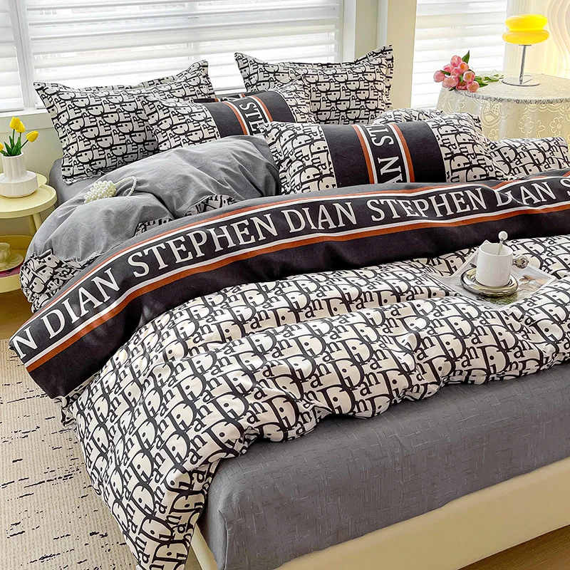 Cotton Bedding Set Bedding Set 4 Pieces 100% Cotton Bed Sheet Comforter Set Modern Fashion Couple Bed Set
