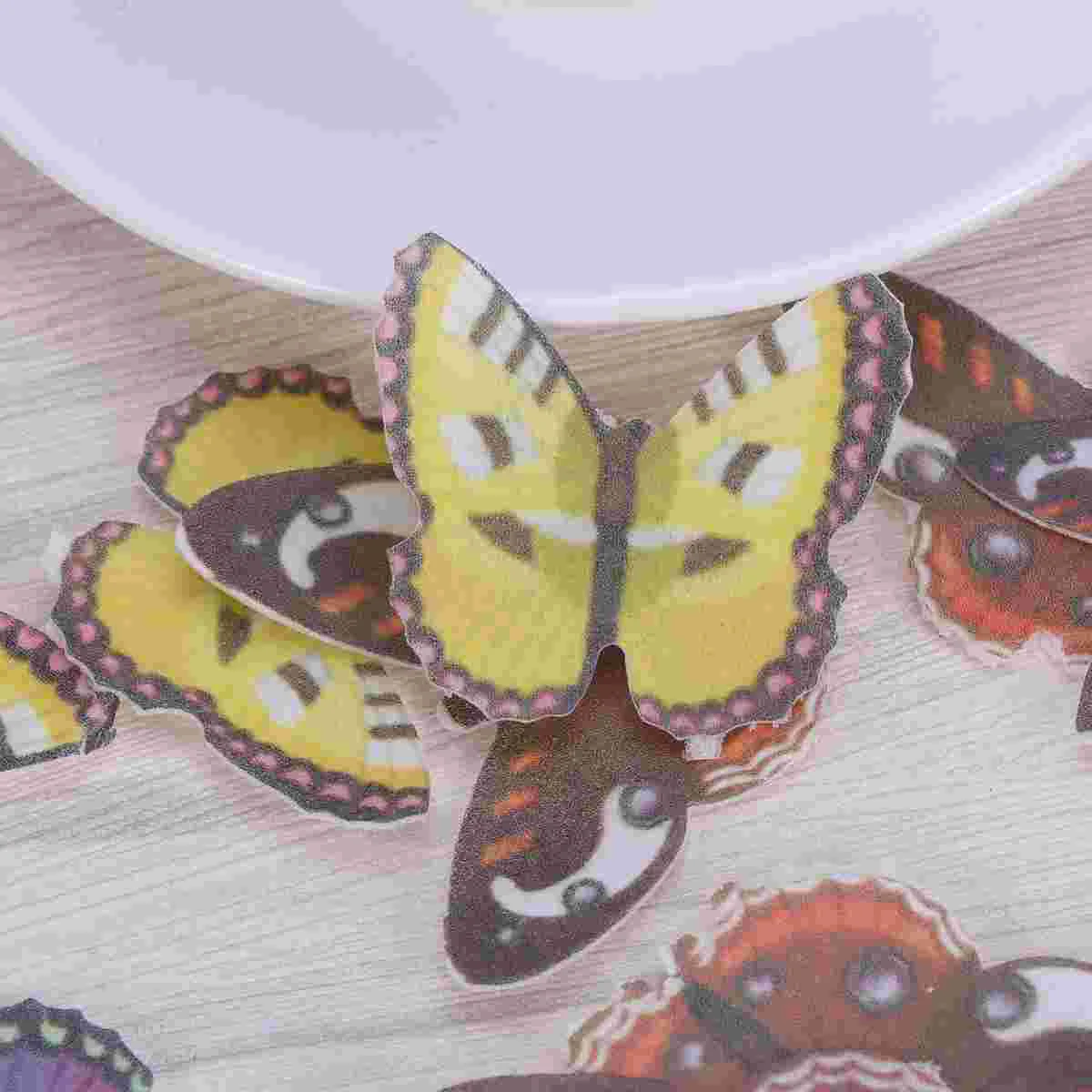120PCS A Set Cake and Cupcake Toppers Food Decoration Assorted Decorative Wafer Paper Butterflies cake decorations