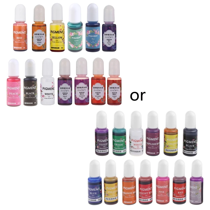 13 Colors Epoxy UV Resin Coloring Dye Liquid Epoxy Pigment Resin Colorant Fading Resistance 10ml Translucent for Art