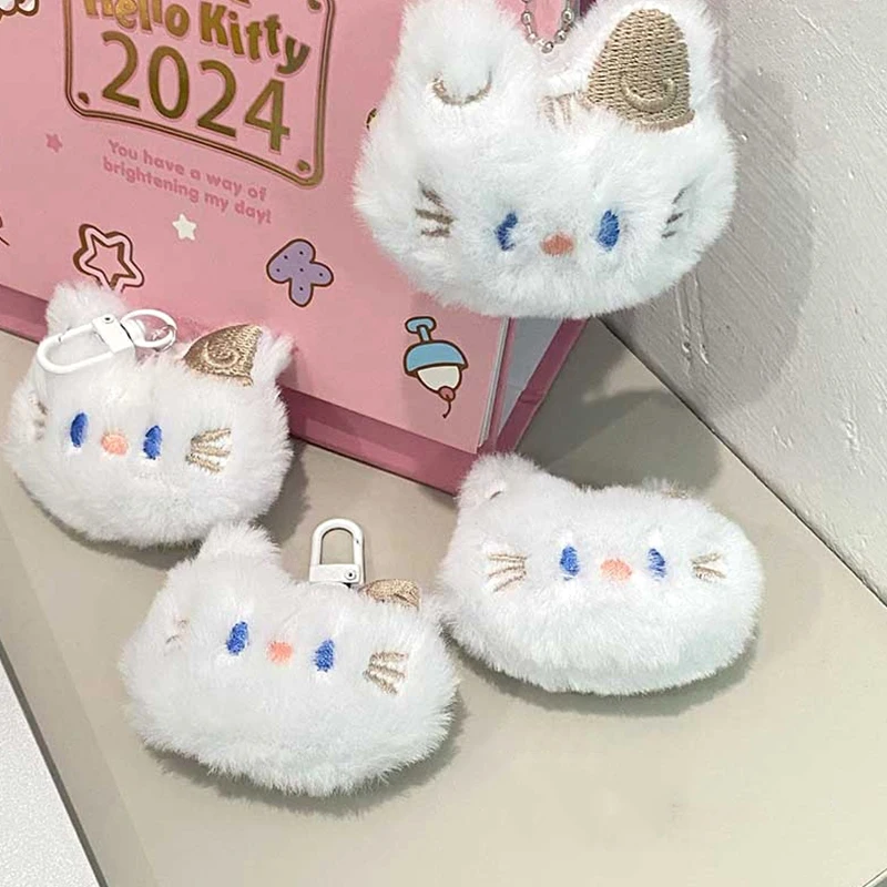 Cute Plush Kitten Key Chain Cartoon Cat Doll Pendant Couple Key Ring Backpack Charms Car Bag Decor Christmas Gift 80 pcs christmas garland diy jewelry beads for bracelet making round wooden craft loose charms