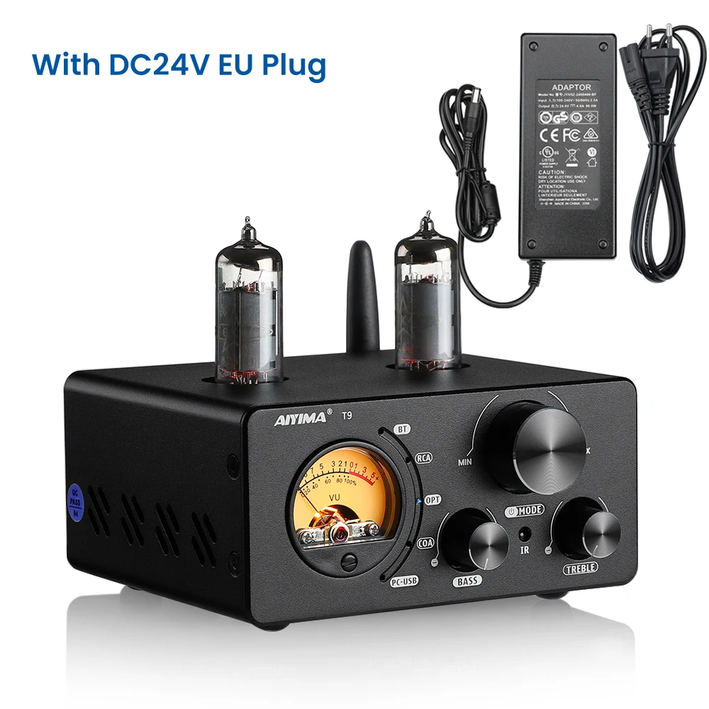 【美品】Aiyima Bluetooth 5.0高音質 真空管デジタルアンプ AIYIMA HiFi T9 BT 5.0 真空管アンプ 100W×2 USB DAC ファイバー