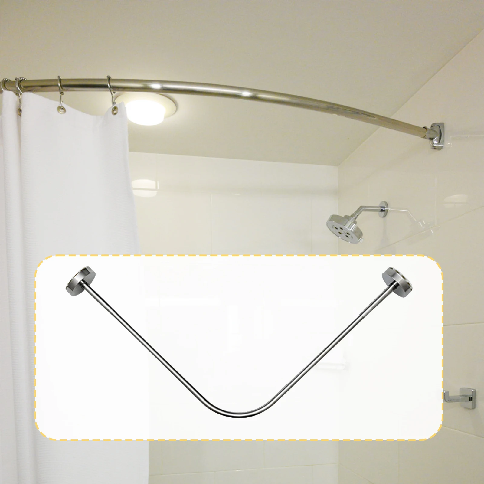 Asta di supporto per asta doccia curva espandibile asta per tenda doccia  curva regolabile antiruggine per lavanderia camera da letto armadio casa -  AliExpress