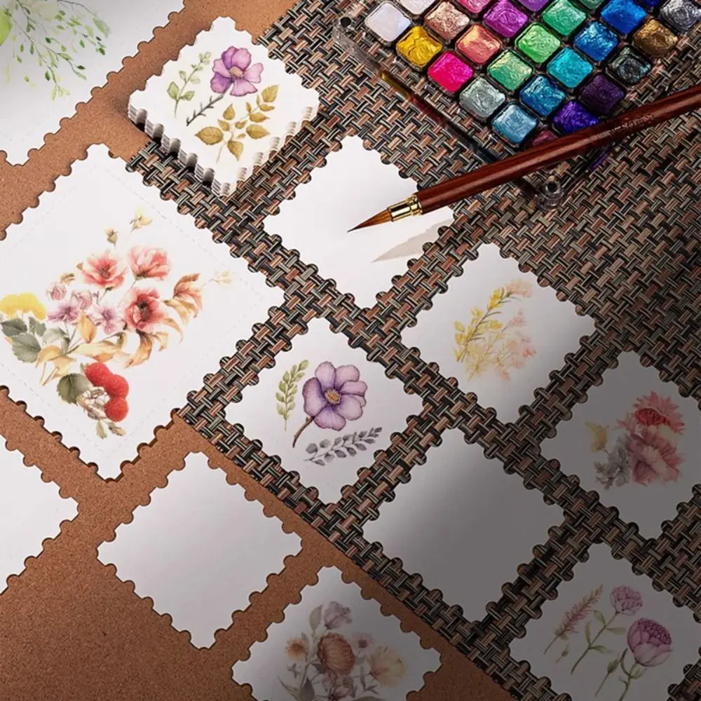 25pcs 스탬프/티켓 스텁 모양 수채화 종이 빈 디자인 파인 라인 아트 페이퍼 손으로 그린 ??스타일 카드 북마크 문구 용품