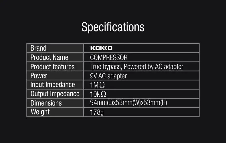 Description Picture 3 of itemKOKKO Compressor Electric Guitarra Effect Pedal Compression Analog Effect True Bypass Pedal FCP-2 Electric Guitar Accessories