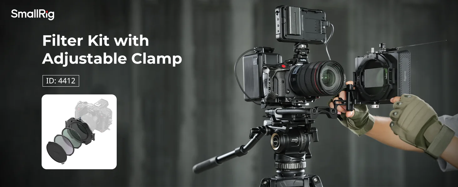 SmallRig Filter Kit mit verstellbarer Klemme von 67 mm bis 82 mm, mit CPL, VND, schwarzen Diffusions-14-Filtern für spiegellose DSLR-Kameras 4412 – Detail 1