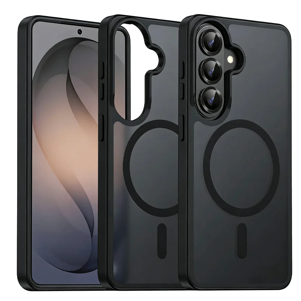 Magnetic Matte Black Shockproof Phone Case with Magsafe Wireless Charging Compatibility