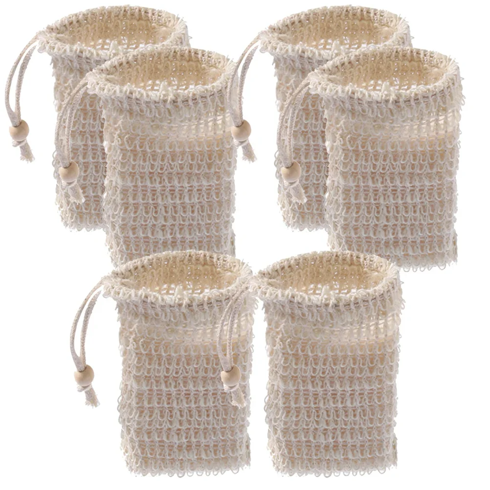 

Made Bag Linen Drawstring Pouch Self Bags Pcs Foaming 6 Exfoliating Small Cotton Saver Soap Net