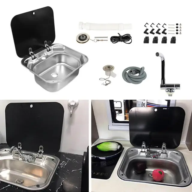 Set Lavandino Da Campeggio In Acciaio Inox Con Rubinetto - Per Camper E Caravan - Foto 10