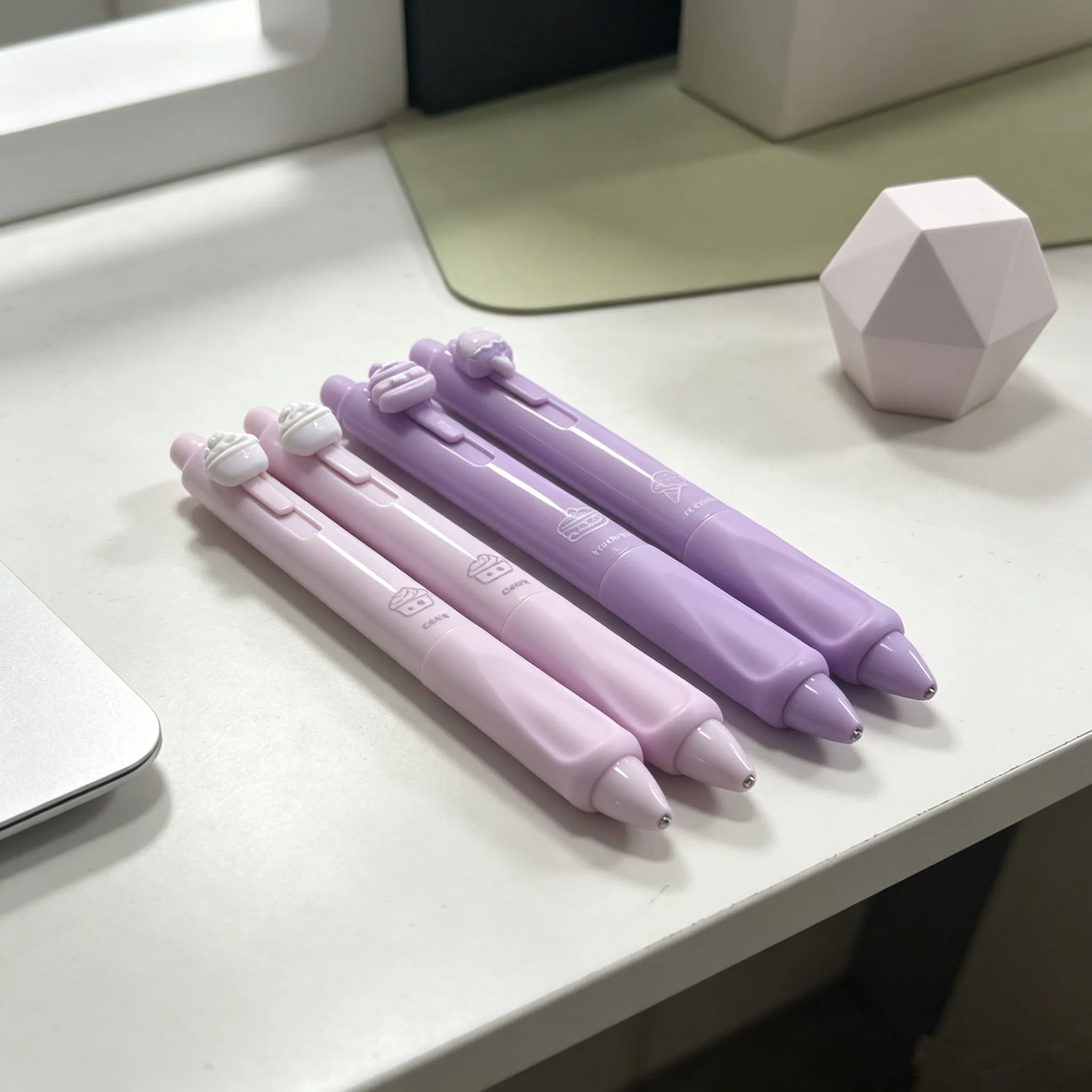 Penne Gel Cancellabili Sweet Afternoon Tea, 4 Pezzi, Viola, Carine, a Scatto, 0.5mm, Impugnatura Ergonomica, Inchiostro Nero, per Studenti - immagine 6