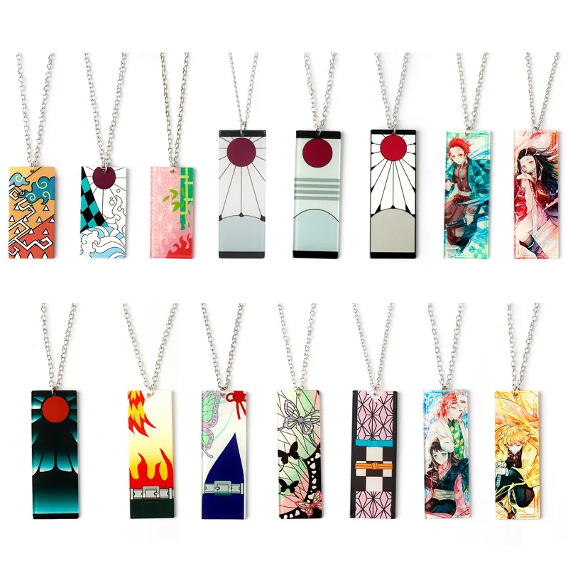Japanese anime peripheral Ghost Slayer Blade necklace Kamen Tanjiro same style pendant acrylic necklace accessory