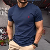 T-shirt Homme 100% Coton Pur à Col Rond, Nouvelle Collection Été 2026, Haut à Manches Courtes Brodé Poney, T-shirt Décontracté Tendance Sport Quotidien 3