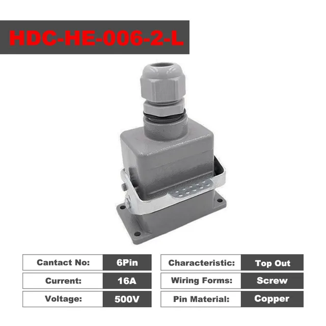 Heavy Duty Connectors HDC-HE-006 010 016 024 032 048 16A Screw ...