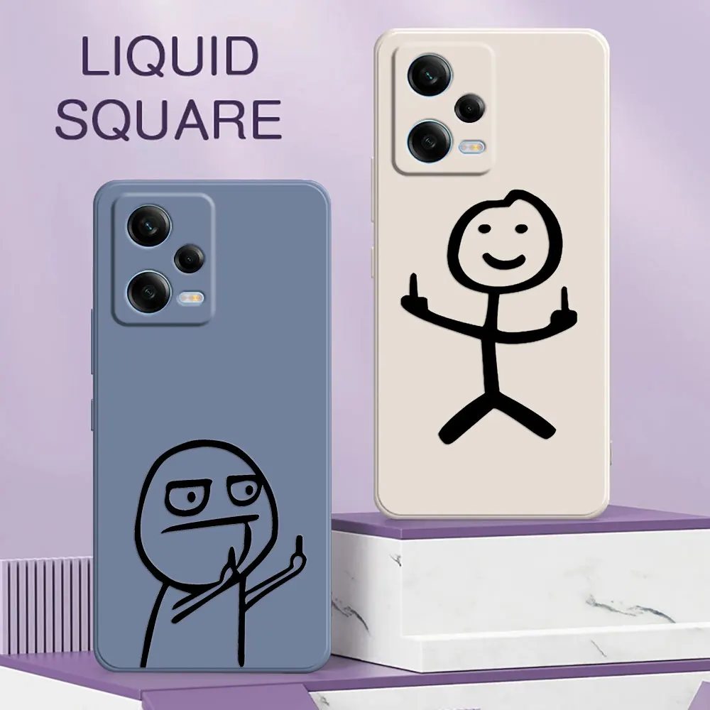 Funny Middle Finger Cute Man Fundas For Xiaomi Redmi Note 12 12S 11 11S 10 10S 9 9S 8 7 Pro 4G Phone Case Liquid Silicone Covers