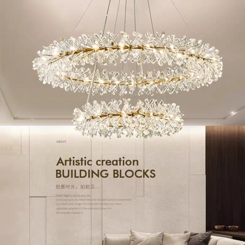 

Kobuc Flower Crystal Chandelier Luxury Ring Chandelier indoor lighting 40 60 80cm Rings Hanging Lamp for Living Room Bedroom
