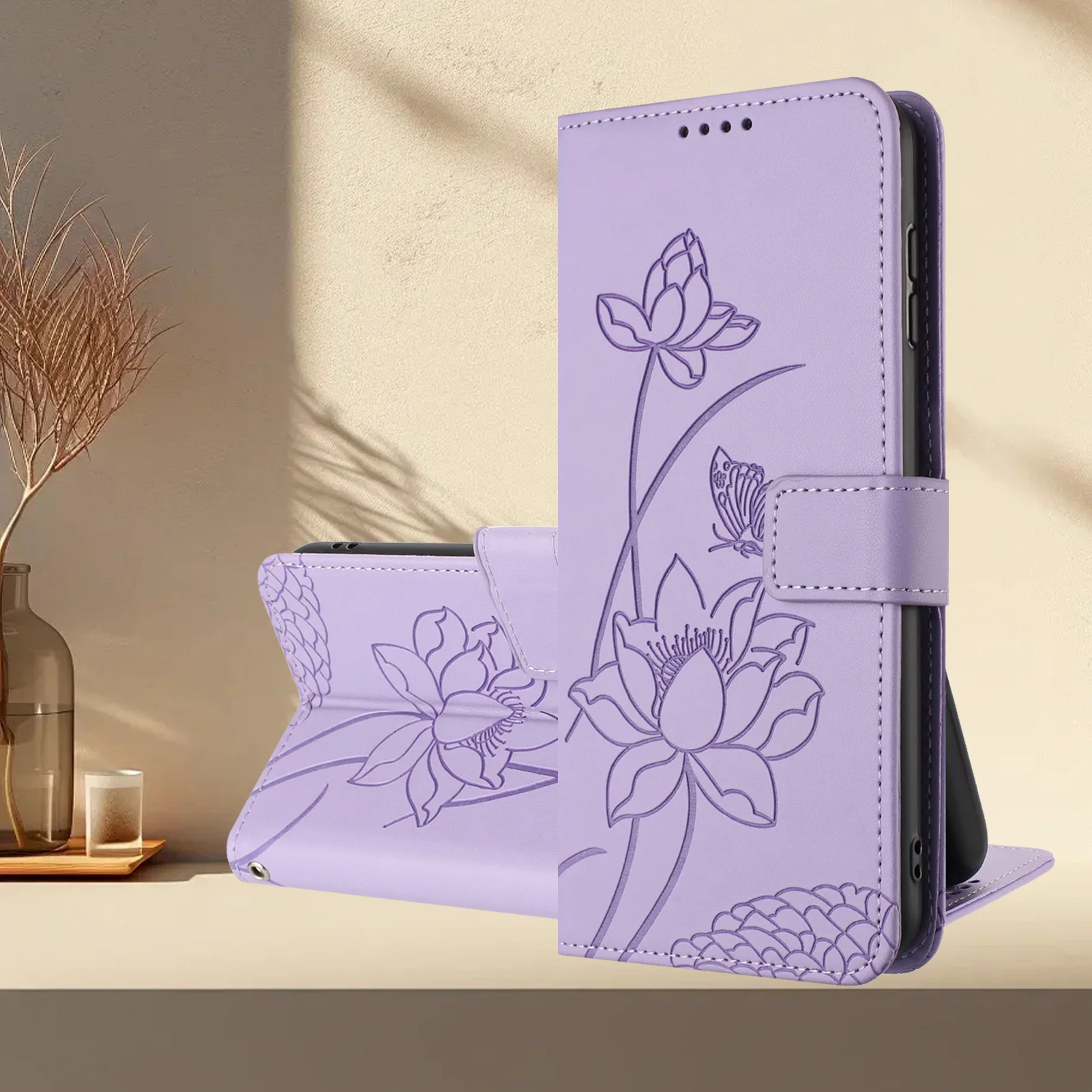 Floral Leather Flip Wallet Phone Case