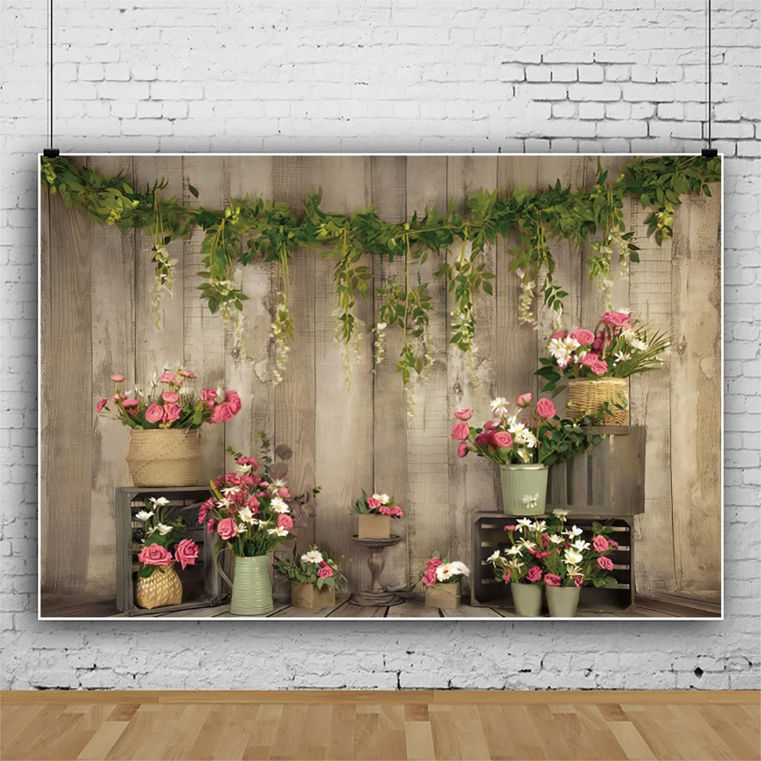 

Wooden Board Flower Photography Background Wedding Party Cake Table Decoration Banner Newborn Portrait Photography Studio Props